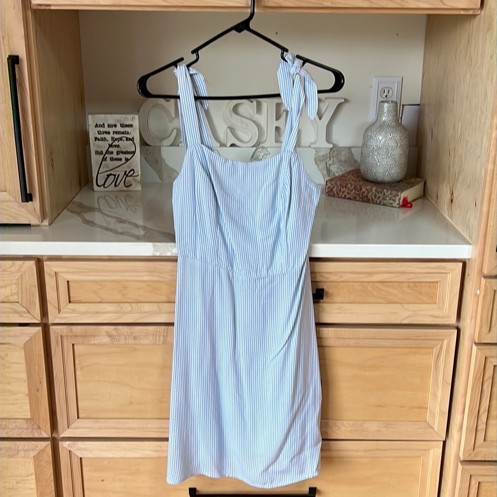 Target SO sundress; blue/white striped; tie shoulder; XS; excellent condition